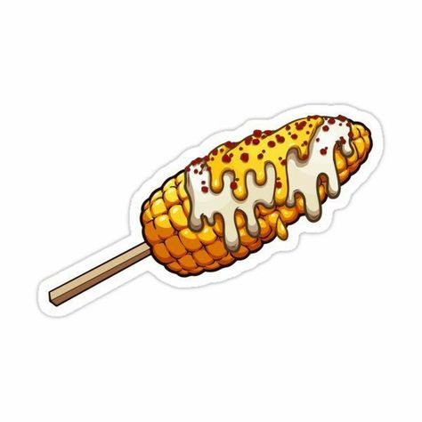 Mexican Food Stickers, Elote Preparado, Mexican Stickers, Mexican Corn, Disney Iphone, Food Stickers, 3d Stickers, New Sticker, Water Bottle Stickers