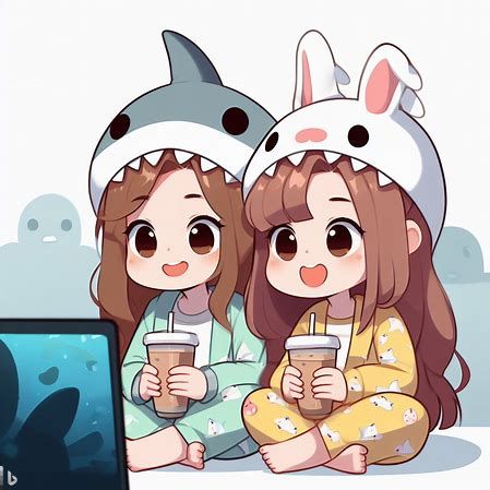 Two Besties Cartoon, Bestie Cartoon Best Friends, Chibi Best Friends, Two Besties Drawing, Freenbecky Fanart, Freenbecky Anime, Chibi Friends, Photo Kawaii, Stay Private