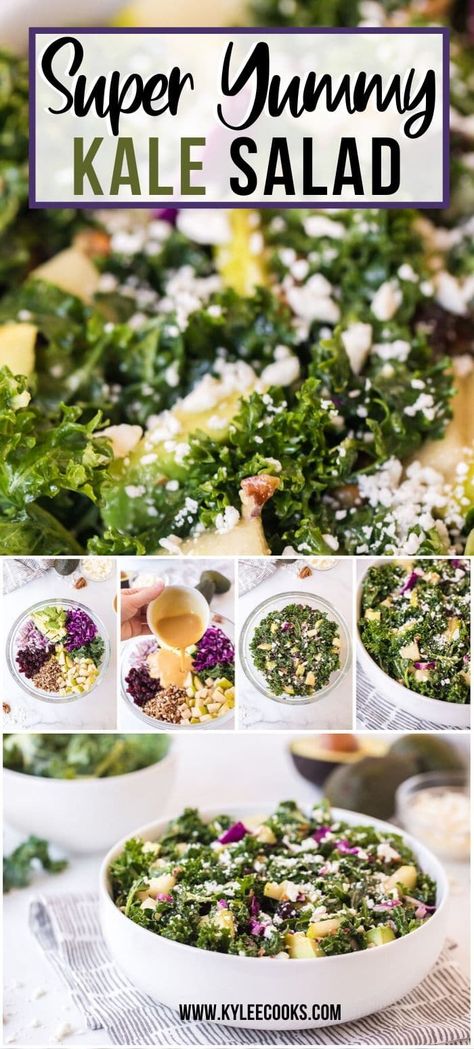 Massage Kale, Salad Vinaigrette, Recipe With Honey, Massaged Kale, Dijon Vinaigrette, Kale Salad Recipes, Vinaigrette Recipe, Honey Dijon, Vegetarian Salads