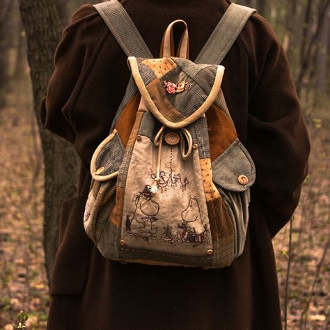 Rucksack Aesthetic, Estilo Hippy, Estilo Hippie, Quilted Backpack, Longchamp Le Pliage Backpack, Cute Bags, Diy Bag, In The Woods, Handmade Bags