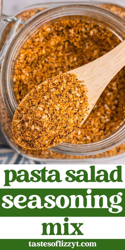 Discover the secret to top-notch pasta salads with our homemade pasta salad seasoning recipe. It makes a large batch to last you the whole summer! Pasta Salad Mix Recipe, Diy Salad Supreme Seasoning, Homemade Salad Supreme Seasoning, Pasta Salad Dressings Homemade, Mccormick Salad Supreme Seasoning Recipe, Pasta Seasoning Recipe, Pasta Salad Seasoning Recipe, Salad Seasoning Blend, Homemade Suddenly Salad