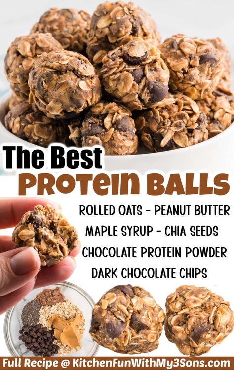 This recipe for No-Bake Protein Balls is so easy to make and will provide you with the energy to get through the day. Best Protein Balls, Protein Balls Healthy, Energy Bites Healthy, Protein Balls Recipes, Energy Bites Recipes, Healthy Protein Snacks, Energy Ball Recipe, Protein Bites, Protein Balls