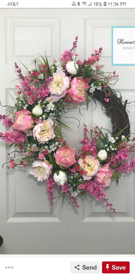 Easter Reef, Flower Reef, Floral Door Wreaths, Easy Diy Wreaths, Fun Wreath, Diy Spring Wreath, Summer Front Door Wreath, Door Wreaths Diy, Spring Door Wreaths