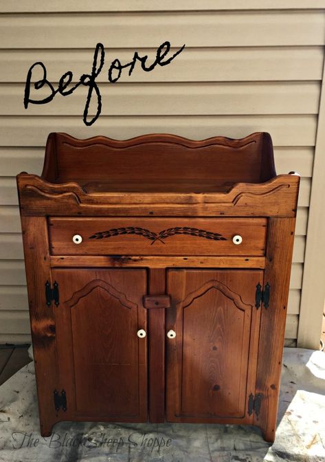 Many shoppers pass over this style of furniture. But the makeover possibilities are endless. Upcycle Dry Sink, Vintage Dry Sink Makeover, How To Decorate A Dry Sink, Dry Sink Makeover Ideas, Dry Sink Decor Ideas Farmhouse, Refinished Dry Sink, Furniture Redo Ideas, Thrift Store Makeover Ideas Before After, Drysink Makeover