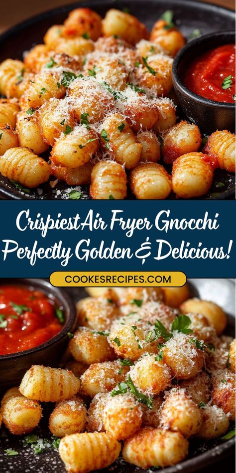 Make this crispy air fryer gnocchi in just 15 minutes! Perfectly seasoned, golden gnocchi that's great as a side, snack, or salad topper. Ready in minutes! #AirFryerGnocchi #CrispyGnocchi #QuickSnacks #EasySideDish #GnocchiRecipes #AirFryerRecipes #HealthySnack #Appetizers Air Fried Gnocchi Recipes, Air Fried Gnocchi, Fried Gnocchi Recipes, Air Fryer Gnocchi, Salad Croutons, Fried Gnocchi, Sweet Potato Varieties, Salad Topping, Food Decorating Ideas