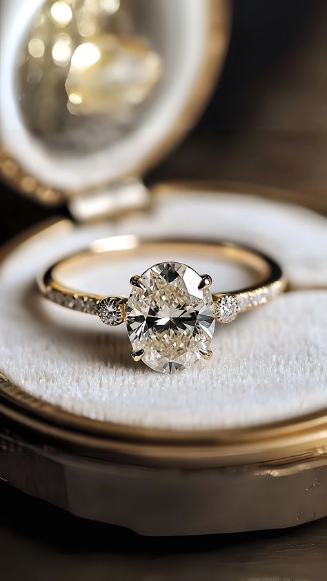 Classy Engagement Rings, Engagement Setup, Classy Engagement Ring, Rings Oval, Classic Diamond Ring, Rose Gold Moissanite Ring, Pretty Engagement Rings, Moissanite Ring Set, Round Diamond Ring