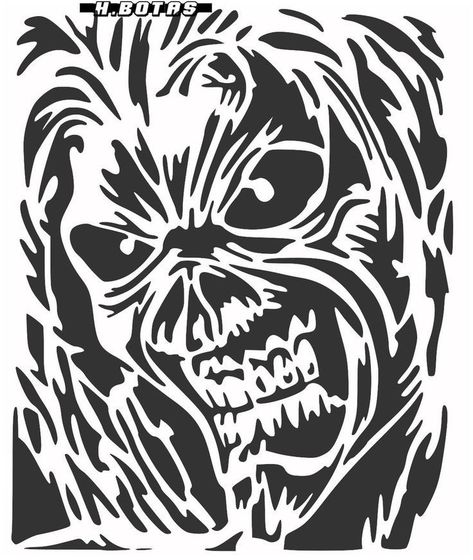 Graffiti Art Drawings, Iron Maiden Tattoo, Eddie Iron Maiden, Diy Sharpie Mug, Metal Drawing, Skull Stencil, Scary Drawings, Iron Maiden Eddie, Car Sticker Design