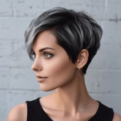 Silver Hair Short, Blonde Shag, Haircuts Trending, Cute Pixie Haircuts, Pixie Haircut Ideas, Short Silver Hair, Short Grey Hair, Short Hair Color, Pixie Haircuts