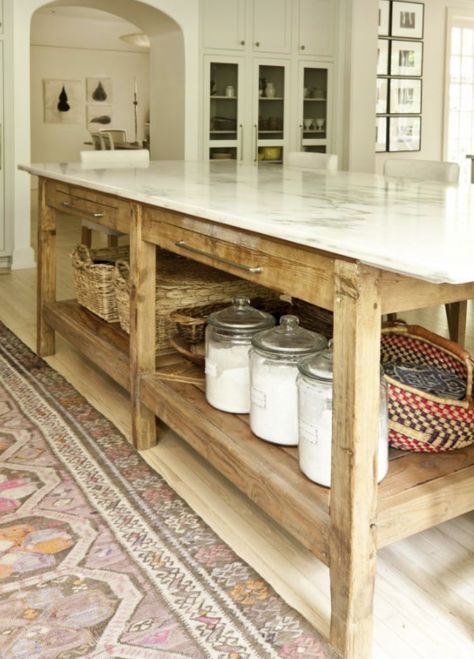 Handmade Kitchen Island, Diy Large Kitchen Island, Vintage Island Kitchen, Metal Island Kitchen, Wooden Kitchen Island Rustic, Wood Table Island, Kitchen Island Table With Stools, Making Kitchen Island, Custom Kitchen Island Ideas