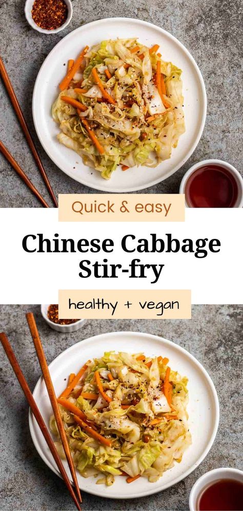 This Chinese carrot cabbage stir-fry is savory, umami, and is packed with flavors! An easy vegetable side dish that is quick to prepare and ready in 15 minutes. You can even customize this versatile dish to your liking! Keto Chinese Cabbage Recipe, Cabbage Asian Stir Fry, Vegan Cabbage Stir Fry, Asian Cabbage And Carrots, Japanese Cabbage Stir Fry, Sauteed Asian Cabbage, Asian Celery Recipes, Chinese Cabbage Recipes Easy, Thai Cabbage Stir Fry