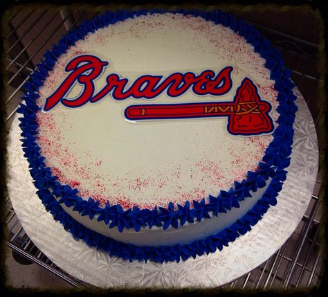 Atlanta Braves cake Atlanta Braves Birthday Party Ideas, Atlanta Braves Party Ideas, Atlanta Braves Birthday Party, Atlanta Braves Cake, Atlanta Braves Grooms Cake, Atlanta Braves Birthday, Picture Of Birthday, Brave Birthday Cakes, Brave Cakes