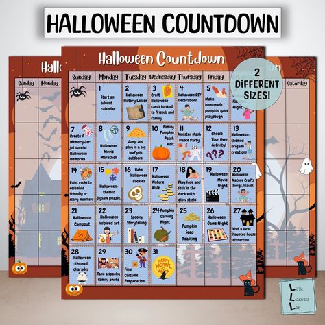 Spooky Halloween Countdown Sign, Kids Advent Calendar, October 31st Countdown, Trick or Treat Season, Handmade Holiday Decor, Gift for Kids Halloween Countdown Sign, Kids Advent Calendar, Kids Advent, Calendar October, Halloween Advent Calendar, Halloween Themed Activities, Halloween Countdown Calendar, Countdown Sign, Advent For Kids