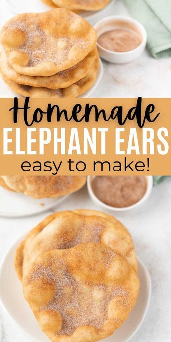 Elephant ears recipe - how to make elephant ears in a few easy steps Fried Elephant Ears, Make Elephant Ears, Elephant Ear Fried Dough, Elephant Ear Dough Recipe, Elephant Ear Recipe Easy, Baked Elephant Ears Recipe, Elephant Ear Dessert, How To Make An Elephant Ear, Baked Elephant Ears