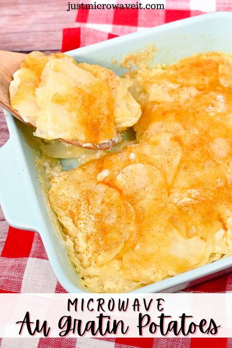 You can't beat a dish that is easy to make and tastes amazing. Microwave Au Gratin Potatoes are the perfect side dish for any meal. Plus, it only takes 15 minutes! Microwave Scalloped Potatoes Cheese, Microwave Scalloped Potatoes, Au Gratin Potatoes Stove Top, Scalloped Potatoes In Microwave Recipe, Microwave Scalloped Potatoes Easy, Microwave Potatoes Recipes, Microwave Potato Recipes, Microwave Potatoes, Potatoes Au Gratin Easy