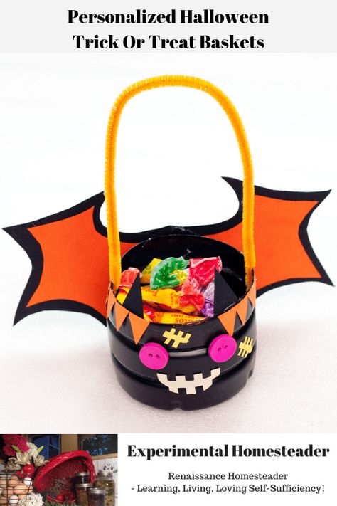 Your kids or grandkids will have a blast making and decorating their own personalized Halloween trick or treat baskets. This is a fun and easy craft! #persoanlizedhalloweentrickortreatbaskets #halloweencrafts #halloweencraftsforkids #halloweenbaskets #halloweenbasketideas #halloweenbasketsforkids Diy Halloween Basket, Trick Or Treat Basket, Décoration Table Halloween, Bucket Crafts, Halloween Basket, Table Halloween, Treat Basket, Kids Baskets, Halloween Baskets