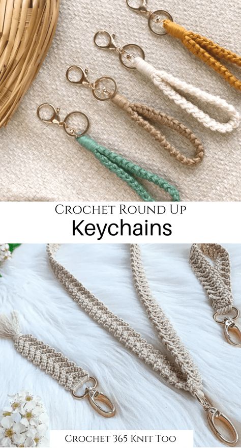 Crochet Macrame Keychain, Crochet Free Patterns Keychains, Diy Crochet Keychain Free Pattern, Easy Crochet Keychain For Beginners, Crochet For Keychains, Beginner Crochet Gift Ideas, Crochet Keychain Easy Patterns, Easy Crochet Projects Gifts, How To Crochet A Keychain