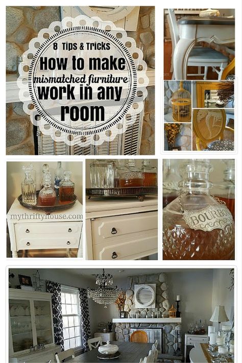 Make Mismatched Furniture Work in Any Room | My Thrifty House Mismatched Bedroom Furniture, Mismatched Bedroom, Mismatched Living Room Furniture, Living Hall Design, Mismatched Furniture, Drawing Room Design, Bedroom Furniture Layout, Minimalist Living Room Design, Living Hall