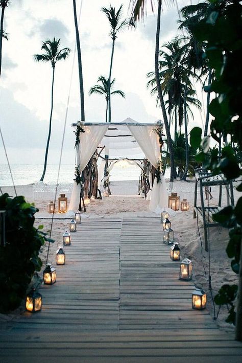 rustic wedding decor ceremony on the beach with lantern aisle asiapimentelphotography via instagram Destination Wedding Punta Cana, Wedding Aisles, Best Wedding Destinations, Beach Wedding Aisles, Sunrise Ceremony, Rustic Wedding Decorations, Wedding Ceremony Ideas, Beach Wedding Inspiration, Beach Wedding Decorations