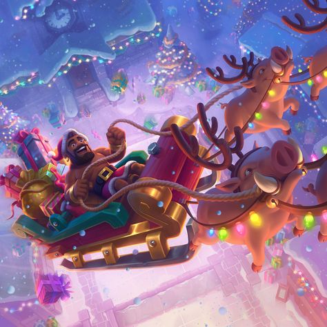 ArtStation - Holiday Season Hog Rider, 2d Game Background, My Responsibility, Maze Runner Movie, Game Illustration, Christmas Sleigh, Game Background, Clash Royale, Fun At Work