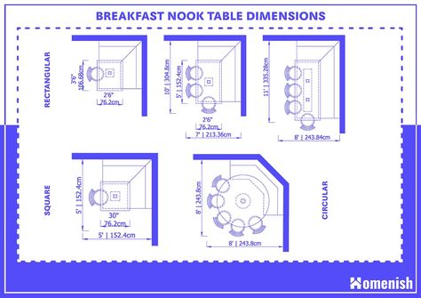 Guide to Breakfast Nook Dimensions with Drawing - Homenish Angled Breakfast Nook, Tiny House Booth Dining Nook, Kitchen With Corner Breakfast Nook, Kitchen Banquette Dimensions, U Shape Breakfast Nook, Breakfast Nook Bench Dimensions, Breakfast Nook Measurements, Kitchen Nook Floor Plans, Kitchen Nook Layout