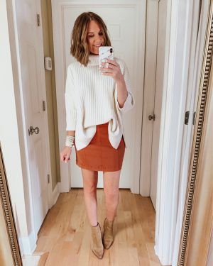 Rust Mini Skirt Outfit, Burnt Orange Skirt Outfit, Ruffle Mini Skirt Outfit, Mini Skirt Outfit Fall, Orange Skirt Outfit, Burnt Orange Skirt, Fashion Poncho, Bodycon Skirt Outfit, Target Fashion