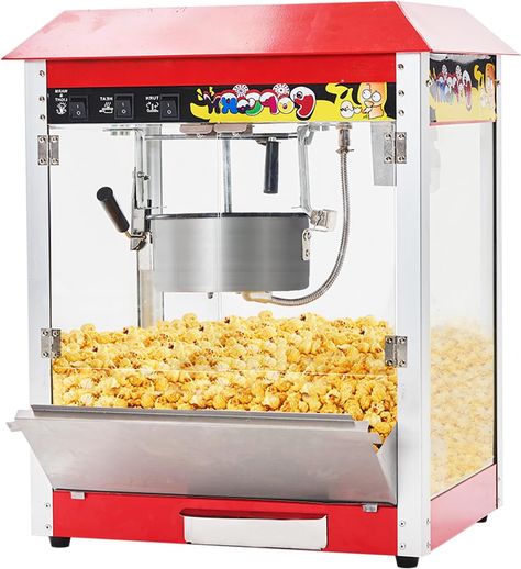 【POWERFUL HEATING & HIGH YIELD】With 1300W of power and an 10-ounce kettle, this commercial popcorn machine heats up super fast, popping up to 60 cups of popcorn per batch (around 384 oz) and keeping up with the demand of your Busy store. a heated deck to keep this delicious snack fresh, and an drawer that collects the reject kernels for easy clean up. Commercial Popcorn Machine, Air Popcorn Maker, Theater Popcorn, Movie Theater Popcorn, Popcorn Popper, Popcorn Machine, Snack Shop, Break Room, Small Kitchen Appliances