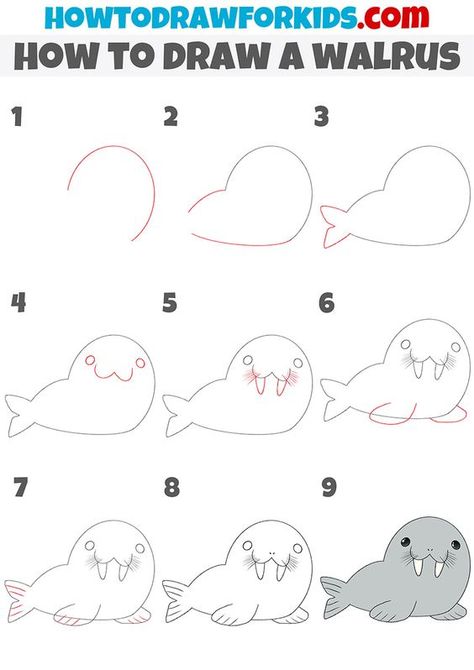 How to Draw a Walrus Drawings step by step for kids #drawingsstepbystepforkids Drawing ideas #drawingideas Drawing ideas for kids #drawingideasforkids 4.204 Landscape Drawings Easy For Kids, Horse Drawings Easy, Easy Halloween Drawings For Kids, Landscape Drawings Easy, Walrus Drawing, Super Hero Drawings, Halloween Drawings For Kids, Drawings Ideas For Kids, Step By Step Art Lessons