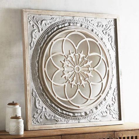 Pier 1 Imports Galvanized Medallion Wall Decor.Both wall decor and statement piece, our hand-painted medallion is a mix of galvanized iron and fir. Its iconic square shape with vintage appeal imparts rustic sophistication in any room you choose.. #affiliate #homedecor #metalart #walldecor #galvanizediron Medallion Wall Art, Medallion Wall Decor, Beautiful Kitchen, Printed Cushions, Cushion Pattern, Kitchen Wall Decor, Diy Wall Decor, Diy Wall, Kitchen Wall