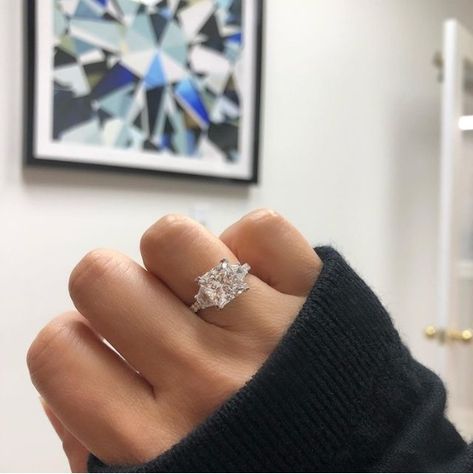 Princess-Cut Diamond Rings Princess Cut Trilogy Ring, Engagement Rings Timeless, Engagement Rings Rose Gold Princess Cut, Princess Cut Ring Set, Square Cut Engagement Rings, Square Diamond Engagement Ring, Trendy Engagement Rings, Princess Diamond Engagement Rings, Square Engagement Rings