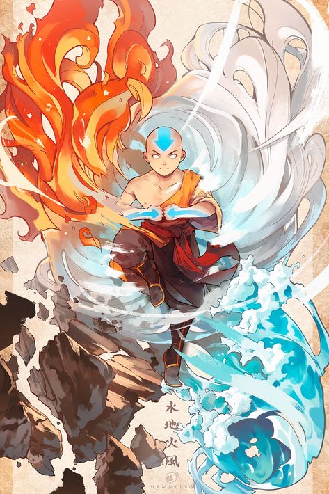 Avatar, Hamm Ling on ArtStation at https://www.artstation.com/artwork/A9DeNq Fan Art Avatar, Leg Tats, Avatar Tattoo, Aang The Last Airbender, Avatar Ang, Nerdy Jokes, Avatar Art, Avatar Legend Of Aang, Avatar: The Last Airbender