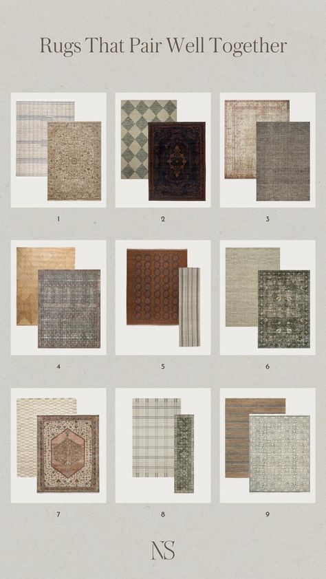 Rugs That Pair Well Side By Side (Part 2) - Nadine Stay Pairing Loloi Rugs, Medallion Rug Living Room, Entry Area Rugs, Manly Rug, Light Couch Dark Rug, Pairing Rugs Open Concept, Rug Pairing Open Concept, Neutral Dining Room Rug, Rugs That Compliment Each Other