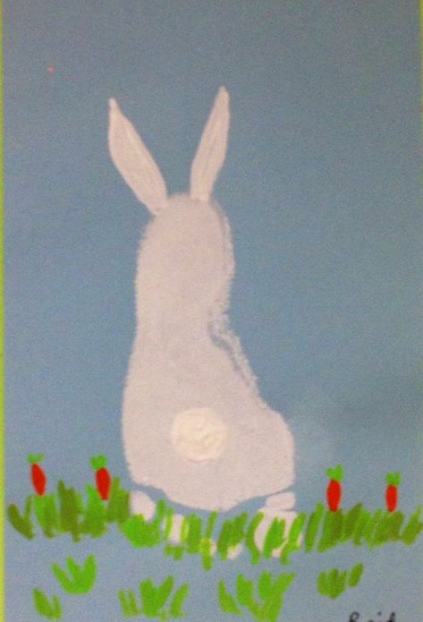 Footprint Bunny Art Footprint Bunny, Bunny Footprint, Farm Animal Crafts, Easter Crafts For Toddlers, Baby Art Projects, Footprint Crafts, Footprint Art, Animal Crafts For Kids, Handprint Crafts