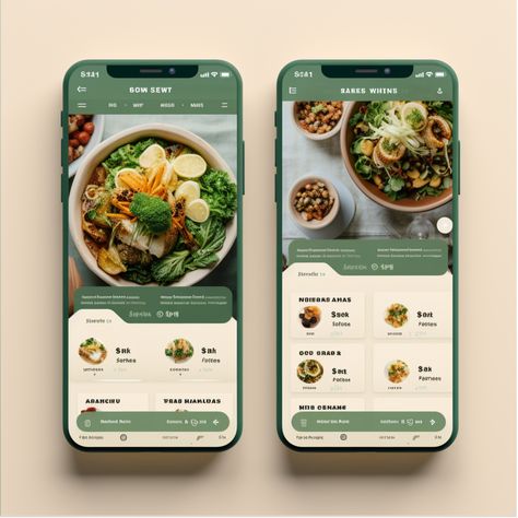 Vegan Dining App Design | Creative App Design | App Design | Vegan Food Landing Page Design | Created by #MidjourneyAI, #Midjourney #aiart #art #ai #artificialintelligence #machinelearning #aiartcommunity #aiwebsite Food Recipe Website Design, Cooking App Design, Nutrition App Design, Food Mobile App Design, User Interface Design Mobile App, Food Delivery App Ui Design, Food Landing Page Design, Food App Ui Design, Food App Design