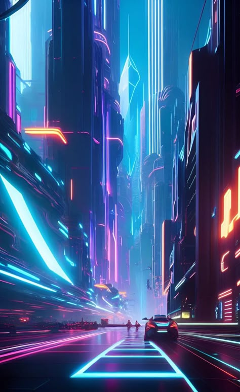 Future Cyberpunk City, Futuristic Aesthetic Technology, Future Aesthetic Sci Fi, Neon City Aesthetic, Cyberpunk Background, Cyberpunk Vibes, Vaporwave Cyberpunk, Synthwave Art, Sci Fi Wallpaper