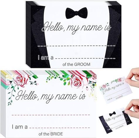 Amazon.com: Engrowtic 240 Pcs Wedding Guest Name Tags, Bride Groom Hello My Name is Stickers Bridal Shower Name Tag Labels Party Name Tags Personalized Name Tags for Themed Party, 3.5'' x 2.4", 2 Styles : Office Products Unique Name Tags Wedding, Event Name Tag Design, Mason Jar Name Tags, Glass Name Tags Wedding, My Name Is Name Tag, Party Name Tags, Mums Wedding, Family Meeting, Party Names