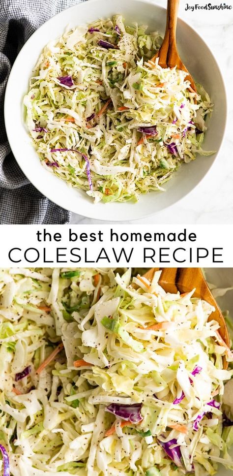 Picnic Food Recipes, Homemade Coleslaw Recipe, Easy Coleslaw Recipe, Homemade Coleslaw Dressing, Coleslaw For Pulled Pork, Best Coleslaw, Summer Bbq Side Dishes, Best Coleslaw Recipe, Bbq Potluck