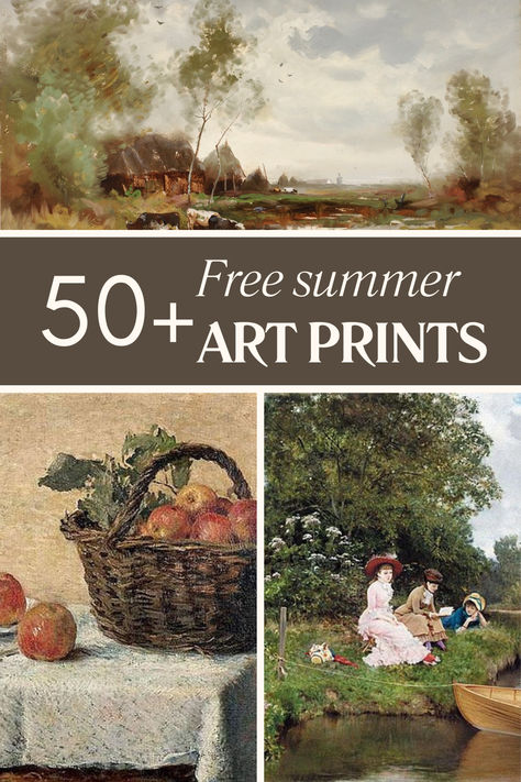 Summer art paintings Vintage Inspired Art Prints, Free French Country Printables, Free Fine Art Printables, Vintage Wall Art Prints Free Printables, Free Pictures To Download, Free Public Domain Art, Free Vintage Art Prints, Vintage Classroom Theme, Vintage Art Free