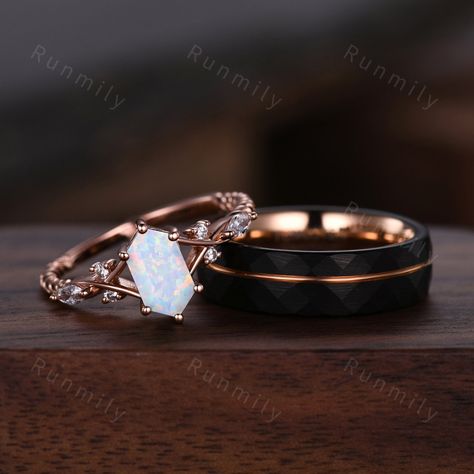 Here we have a Vintage White Opal Couples Ring Rose Gold Matching Ring Set His and Hers Wedding Band Promise Ring For Men For Women October Birthstone Ring. Moss agate set: https://www.etsy.com/listing/1716926987/vintage-green-moss-agate-couples-ring?click_key=976c78ae43186872022d4c59854a52d0ed895813%3A1716926987&click_sum=15a89b76&ref=shop_home_active_36&pro=1&frs=1 Green emerald set: https://www.etsy.com/listing/1713102440/vintage-green-emerald-couples-ring-rose?click_key=90d98b915f7b0263b61f5 Wedding Rings For Both Men And Women, Wooden Wedding Bands His And Hers, Matching Wedding Sets His And Hers, Vintage Wedding Rings Sets His And Hers, Wedding Rings 2 Piece, Wedding Rings Him And Her, Engagement Rings His And Hers, His And Hers Wedding Rings Sets Couples, Matching Wedding Rings For Couples