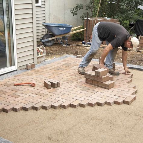 How to Cover a Concrete Patio With Pavers | Family Handyman Pavers Over Concrete, Capira, Patio Blocks, Pavers Diy, How To Install Pavers, Brick Patio, Concrete Patios, Patio Steps, Patio Pavers