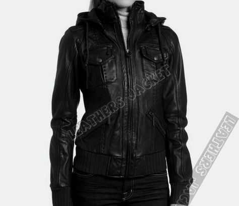 Women black hooded biker leather jacket with six pockets and removable hood black leather jacket. Only $139.99 Leather Jacket For Girls, Hooded Leather Jacket, Leather Jacket For Women, Hoodie Jacket Women, Leather Jacket With Hood, Outer Wear, Real Leather Jacket, Jackets Men Fashion, Jacket With Hood