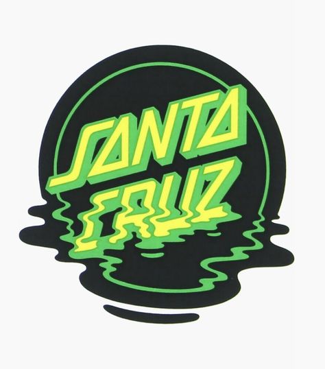 Santa Cruz Stickers, Santa Cruz Logo, Skateboard Logo, Skate Stickers, Santa Cruz Skateboards, Typographic Logo Design, Spooky Stickers, Green Sticker, Skateboard Design