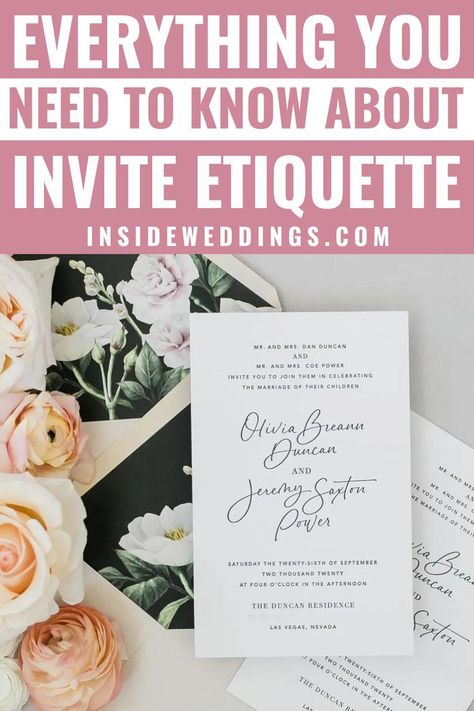 Wedding etiquette expert Anna Post shares what you need to know about wedding invitations! Invitation Etiquette, Wedding Invitation Etiquette, The Guest List, Four O Clock, Wedding Etiquette, Admit It, The Guest, Admit One, Guest List