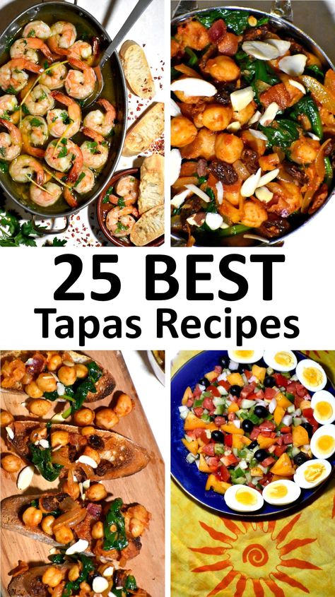 The 25 BEST Tapas Recipes - GypsyPlate Iberian Recipes, Healthy Tapas, Easy Tapas Recipes, Basque Recipes, Vegetarian Tapas, Tapas Night, Veg Appetizers, Spanish Recipe, Catalan Recipes