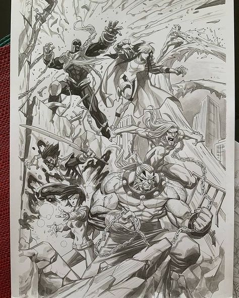 Diego on Instagram: “#Repost @rogercruzart . Age of Apocalypse Triptych - part 2 of 3 #ageofapocalypse #Marvel #xmen #triptych #inkwash #RogerCruz #rogercruz…” Age Of Apocalypse, Marvel Xmen, Uncanny X-men, Ink Wash, Xmen, Instagram Repost, Online Art Gallery, X Men, Online Art