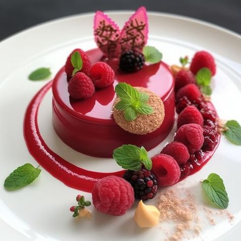 Gourmet Desserts Presentation, Cafe Milano, Fine Dining Desserts, Gourmet Food Plating, Dessert Presentation, Colorful Desserts, Dessert Plating, Recipes Cake, Elegant Desserts