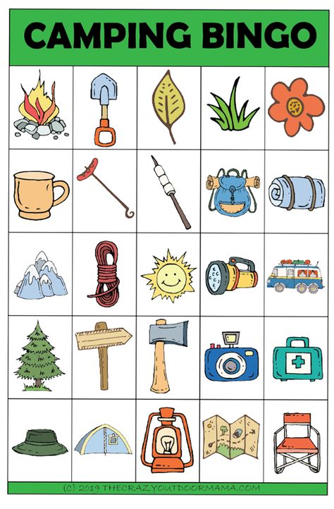 Make your next family camp trip awesome with this cute set of camping themed bingo cards - the kids will LOVE finding all the camping items! It's fun to use as BINGO, or as a fun camping scavenger hunt! It's so easy to keep the kids occupied at summer camp with these! Camping Bingo, Camping Theme Preschool, Camping Crafts For Kids, Zelt Camping, Camping Classroom, Camping Activities For Kids, Camping Desserts, Camping Theme Classroom, Camping Parties