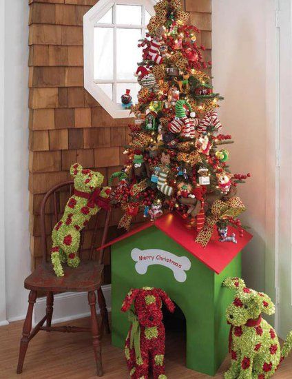 Decorated Christmas Trees Dog House, Christmas Trees, Stockings, Trees, Christmas Tree, Christmas