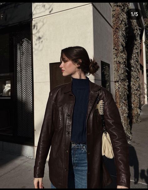 Brown Leather Biker Jacket Outfit, Brown Leather Jacket Outfit Winter, Dark Brown Leather Jacket Outfit, Burgundy Moto Jacket Outfit, Brown Winter Outfit, Deep Autumn Color Palette Outfits, Leather Jacket Outfit, Oversized Brown Leather Jacket, Burgundy Leather Jacket Outfit