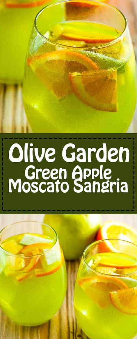 Apple Moscato Sangria, Green Apple Sangria, Green Apple Moscato Sangria, Apple Sangria Recipes, Moscato Sangria, Sangria Pitcher, Apple Sangria, Olive Garden Recipes, Batman Party