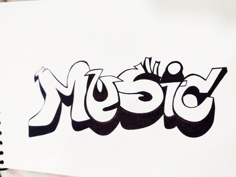 Doodle/ graffiti for music Doodle Graffiti, Music Graffiti, Easy Graffiti, Graffiti Images, Graffiti Names, Black And White Graffiti, Graffiti Art Letters, Music Letters, Music Tattoo Designs